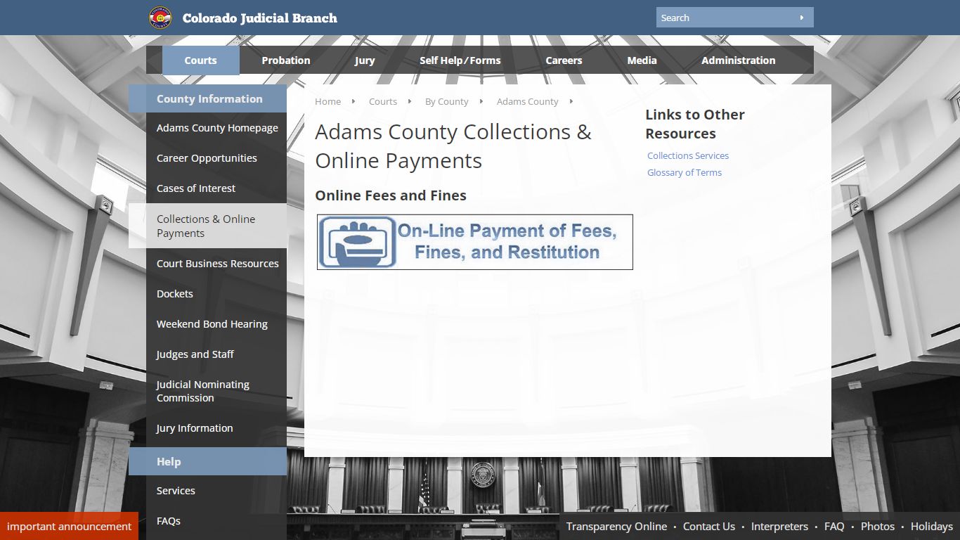 Colorado Judicial Branch - Adams County - Collections & Online Payments